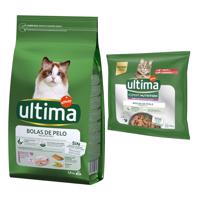 1,5kg Ultima Hairball pulyka & rizs száraz macskatáp+4x70g Ultima Cat Expert Nutrition Hairball marha & lazac nedvestáp ingyen