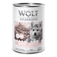 10 + 2 ingyen!  12 x 400 g Wolf of Wilderness - Muddy Routes - Szárnyas csirkével