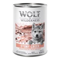 10 + 2 ingyen!  12 x 400 g Wolf of Wilderness - Stony Creek - Szárnyas marhával