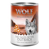 10 + 2 ingyen!  12 x 400 g Wolf of Wilderness - The Outback - csirke, marha, kenguru