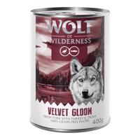 10 + 2 ingyen!  12 x 400 g Wolf of Wilderness - Velvet Gloom: Sertéshús, pulyka és pisztráng