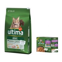 10kg Ultima Cat Adult csirke száraz macskatáp+8x85g Ultima Cat Sterilized nedves macskatápmix (csirke, marha, tonhal, tengeri hal) ingyen