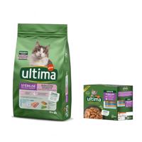 10kg Ultima Cat Sterilized Sensible pisztráng száraz macskatáp+8x85g Ultima Cat Sterilized nedves macskatápmix (csirke, marha, tonhal, tengeri hal) ingyen