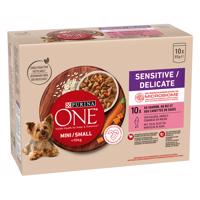 10x85g PURINA ONE Mini Sensitive Delicate lazac nedves kutyaeledel