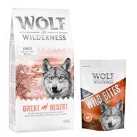 12 kg Wolf of Wilderness Adult "Great Desert" pulyka - gabonamentes száraz kutyatáp+180g Wolf of Wilderness Wild Bites Wide Acres - csirke kutyasnack ingyen