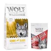 12 kg Wolf of Wilderness Adult 'Sunny Glade' szarvas - gabonamentes száraz kutyatáp+180g Wolf of Wilderness Wild Bites High Valley - marha kutyasnack ingyen