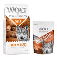 12 kg Wolf of Wilderness 'Soft - Wide Acres' - csirke száraz kutyatáp+180g Wolf of Wilderness Wild Bites Wide Acres - csirke kutyasnack ingyen