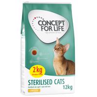 12kg Concept for Life Sterilised Cats csirke száraz macskatáp 10+2 kg ingyen