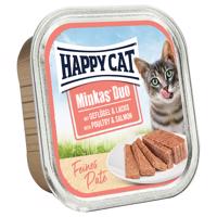 12x100g Happy Cat Minkas Duo Szárnyas & lazac finom pástétom tálcás nedves macskatáp