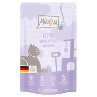 12x125g MjAMjAM Quetschie Kitten nedves macskatáp - Finom borjúhús lazacolajjal