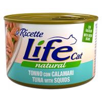 12x150g Life Cat Le Ricette tonhal, tintahal & zöldbab nedves macskatáp