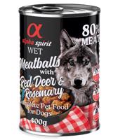 12x400g alpha spirit Dog Meatballs Gímszarvas & rozmaring nedves kutyatáp