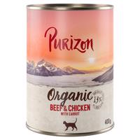 12x400g Purizon Organic marha, csirke & sárgarépa nedves macskatáp 10+2 ingyen