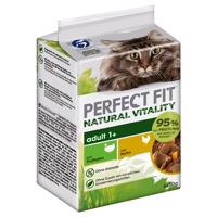 12x50g Perfect Fit Natural Vitality Adult 1+ Csirke & pulyka nedves macskatáp 10+2 ingyen