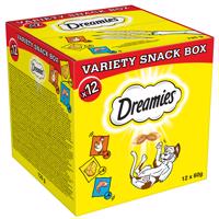 12x60g Dreamies macskasnack vegyes csomagban (csirke, sajt lazac)