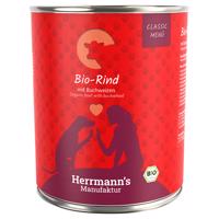 12x800g Hermann's Classic Bio Menü Bio marha & bio hajdina nedves kutyatáp