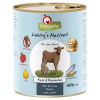 12x800g Liebling´s Mahlzeit nedves kutyatáp-Borjú & nyúl, cukkini, tök & lenolaj