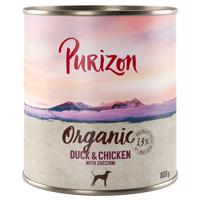 12x800g Purizon Organic Kacsa, csirke & cukkini nedves kutyatáp