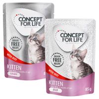 12x85g Concept for Life Kitten marha gabonamentes szószban+12x85g Concept for Life Kitten marha gabonamentes aszpikban nedves macskatáp 15% árengedménnyel