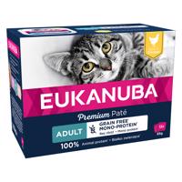 12x85g Eukanuba Grain Free Adult nedves macskaeledel - csirke