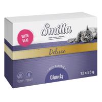 12x85g Smilla Deluxe falatok szószban borjú & sárgarépa nedves macskatáp