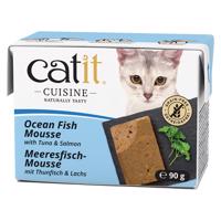 12x90g Catit Cuisine Mousse Tonhal & lazac nedves macskaeledel