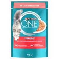 13x85g PURINA ONE Sterilised nedves macskatáp-  Lazac & sárgarépa