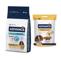 14kg Advance Sensitive Adult lazac & rizs száraz kutyatáp+150g Sensitive Snack ingyen