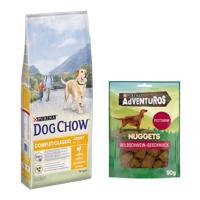 14kg PURINA Dog Chow Complet/Classic csirke száraz kutyatáp+90g Adventuros vaddisznó kutyasnack ingyen