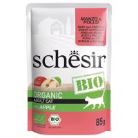 16x85g Schesir Bio marha, bio csirke & bio alma nedves macskaeledel