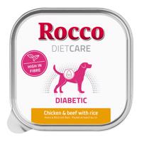 20x150g Rocco Diet Care Diabetic csirke, marha & rizs tálcás nedves kutyatáp