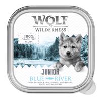 24x150g Wolf of Wilderness Junior Blue River - csirke & lazac gabonamentes nedves kutyaeledel