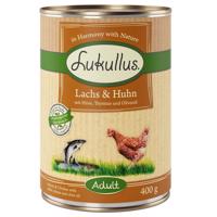 24x400g Lukullus Naturkost Adult lazac & csirke nedves kutyatáp