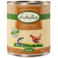 24x800g Lukullus Naturkost Adult lazac & csirke nedves kutyatáp