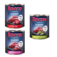 24x800g Rocco Classic Marha-mix: marha pur, marha/borjúszív, marha/pacal nedves kutyatáp 22+2 ingyen