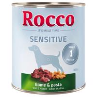 24x800g Rocco Sensitive Vad & tészta nedves kutyatáp 20+4 ingyen