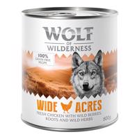 24x800g Wolf of Wilderness Single Protein óriási kedvezménnyel! nedves kutyatáp - Wide Acres csirke