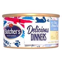 24x85g Butcher's Delicious Dinners Tonhal & tengeri hal nedves macskatáp