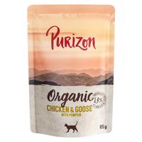 24x85g Purizon Organic csirke, liba & tök nedves macskatáp 22+2 ingyen