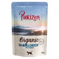 24x85g Purizon Organic lazac, csirke & spenót nedves macskatáp 22+2 ingyen