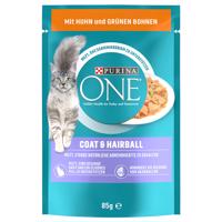 26x85g PURINA ONE Coat & Hairball nedves macskatáp-csirke/zöldbab