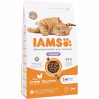 3kg IAMS Advanced Nutrition Hairball csirke száraz macskatáp 15% kedvezménnyel