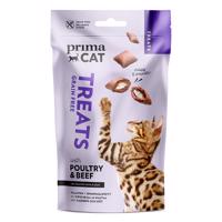 40g PrimaCat Crunchy Treats Skin & Coat szárnyas & marha macskasnack