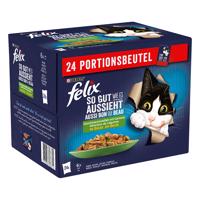 48x85g Felix Fantastic aszpikban hús- & zöldségválogatás nedves macskatáp 38+10 ingyen