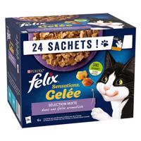 48x85g Felix Sensations aszpikban vegyes válogagás nedves macskatáp 38+10 ingyen