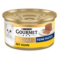 48x85g Gourmet Gold Paté csirke nedves macskatáp 36+12 ingyen