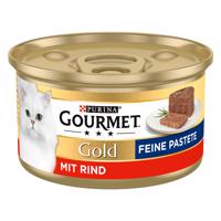 48x85g Gourmet Gold Paté marha nedves macskatáp 36+12 ingyen