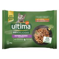 48x85g Ultima Cat Sterilized csirke & lazac nedves macskatáp 40+8 ingyen