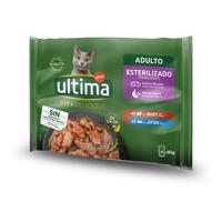 48x85g Ultima Cat Sterilized nedves macskatáp- Marha & tonhal