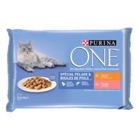 4x85g PURINA ONE Coat & Hairball nedves macskatáp vegyesen